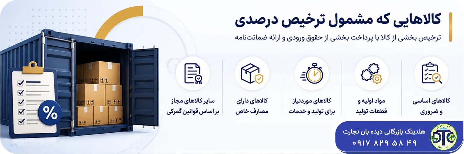 ترخیص درصدی کالا
